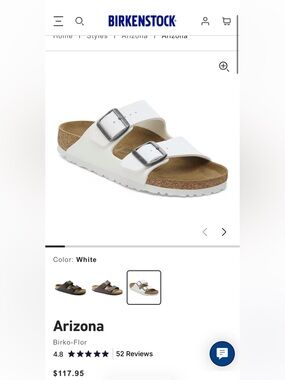 Birkenstock Arizona White Leather